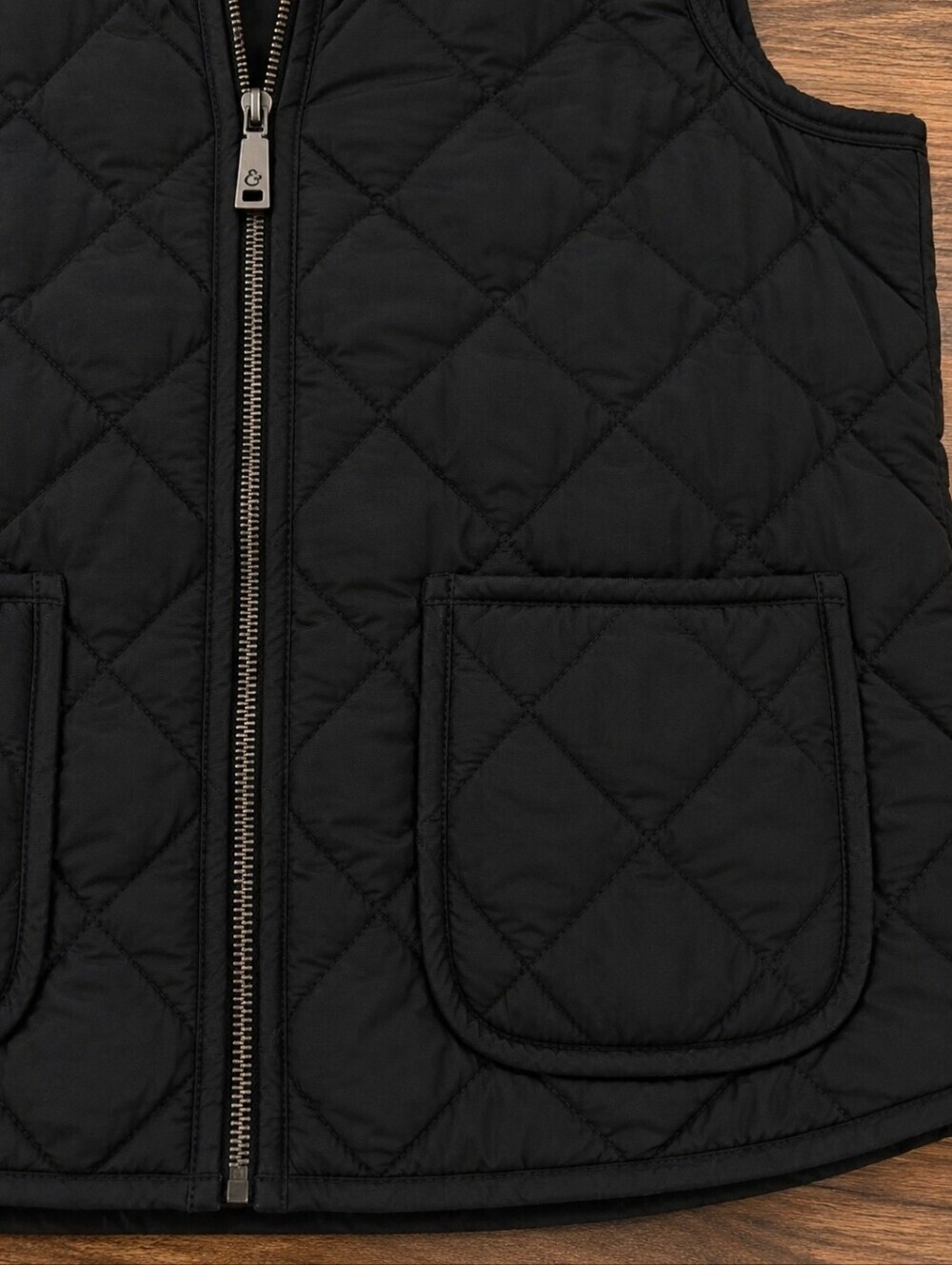 Market & Spruce Black Quilted Puffer Vest Women's Large Full Zip Pockets - Picture 6 of 6